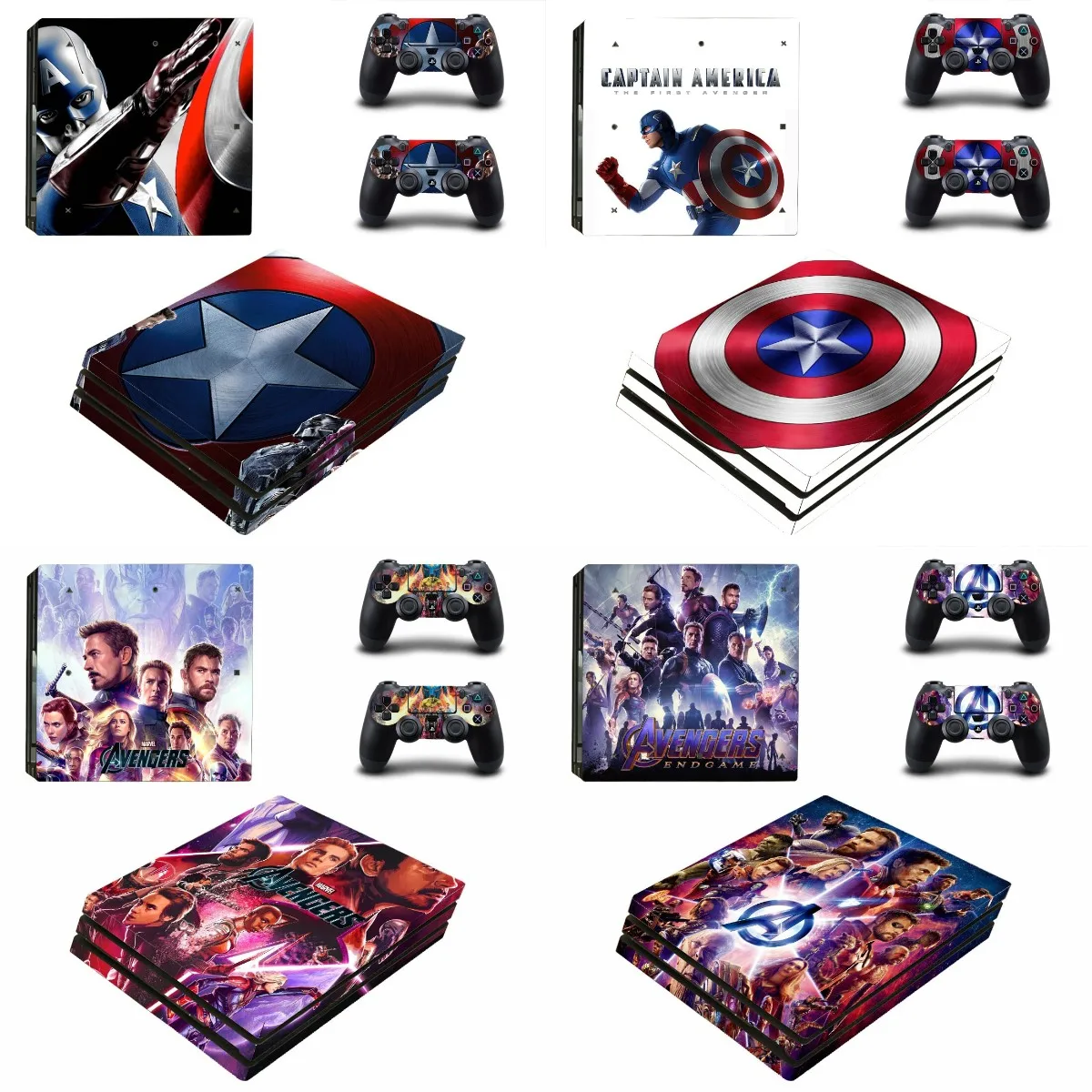Avengers Cilt Sticker Oyun Konsolu koruyucu film için PS4pro PS4 Pro Konsolu ve 2 Oyun Kontrolörleri PS4 Pro Cilt Sticker . ' - ' . 0