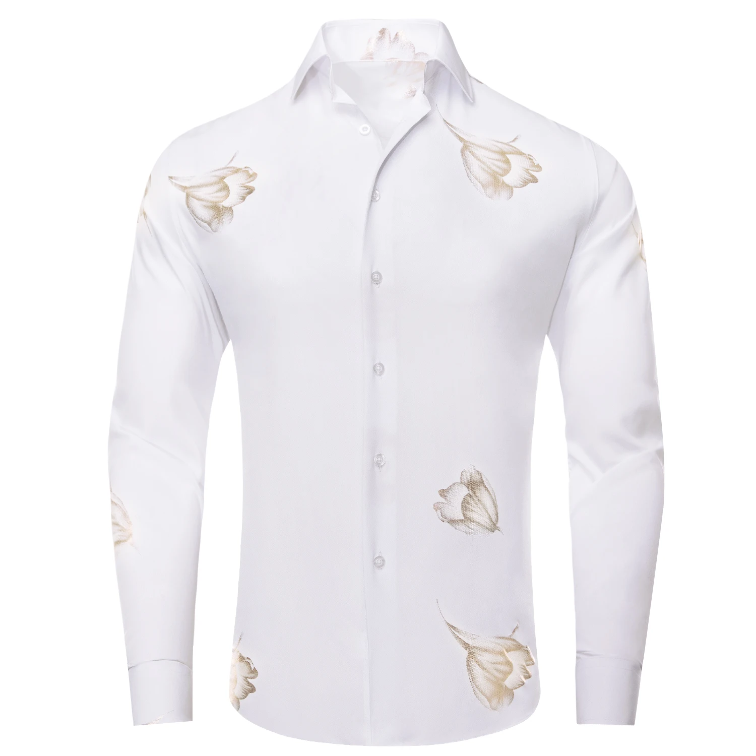 Hi-Kravat Beyaz İpek Erkek Gömlek Yaka Yaka Yaz bahar uzun kollu elbise Elbise Gömlek Hawaii Yumuşak Bluz Erkek Düğün İş XL . ' - ' . 0