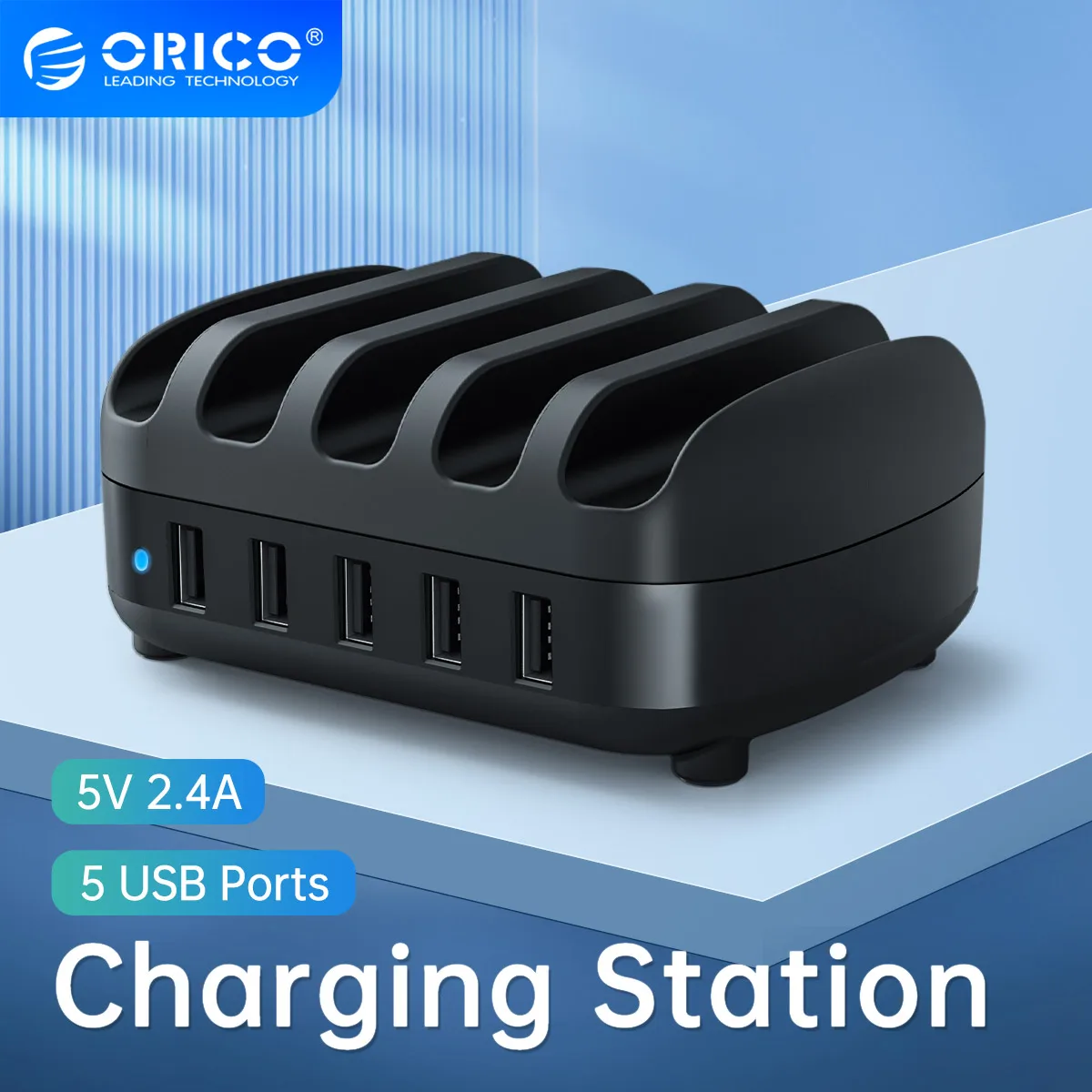 ORICO 5 Port USB şarj istasyonu standı Tutucu ile 40W 5V2. 4A USB Şarj Ücretsiz USB kablosu iPhone PC Tablet için . ' - ' . 0