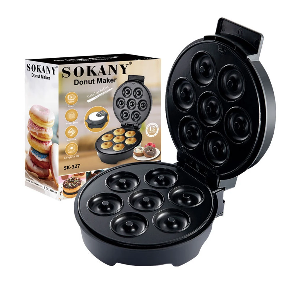 SK327 çift boyutu ısıtma kahvaltı ekipmanları elektrikli donut yapma makinesi ev kullanımı aperatifler tatlılar Mini çörek tost makinesi . ' - ' . 0