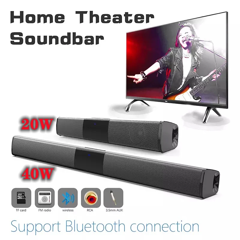 40W TV Soundbar kablolu ve kablosuz bluetooth hoparlör Ev Sineması Ses Sistemi Stereo Surround FM Radyo ile Müzik Merkezi Boombox . ' - ' . 1