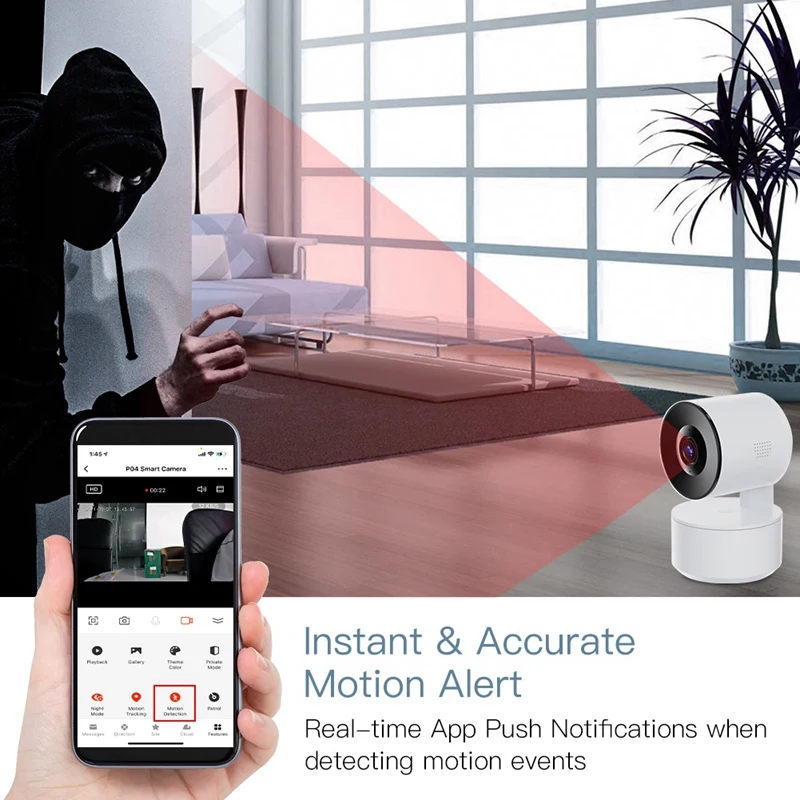 Akıllı ev kamerası Hareket Algılama Gece Görüş Fonksiyonu 1080P Kablosuz Güvenlik Kamera ABD Plug . ' - ' . 1