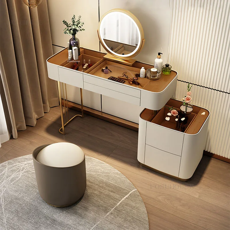 Basit led ışık Ayna Dresser İskandinav yatak odası mobilyası lüks cam Tuvalet Masası Çıkarılabilir Dolap Küçük Daire Dresser . ' - ' . 1