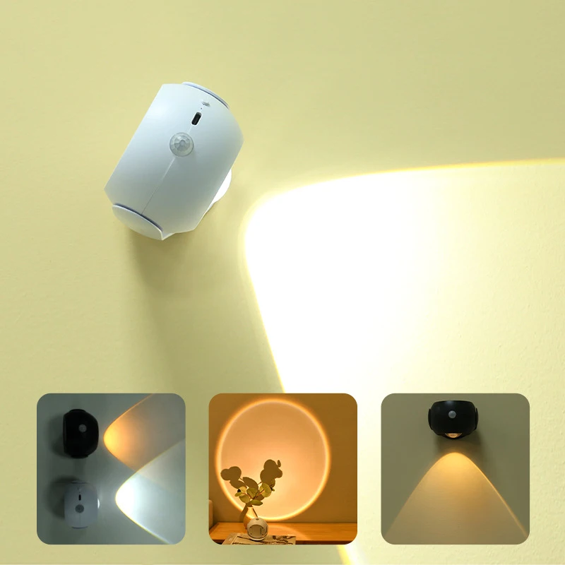 Hareket Sensörü Gece lambası kablosuz LED Gün Batımı Lambası Şarj 3 Renk Karartma Duvar yatak odası için lamba dolap koridor dolabı Aydınlatma . ' - ' . 1