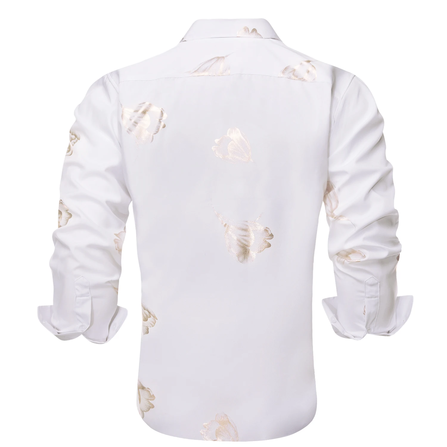 Hi-Kravat Beyaz İpek Erkek Gömlek Yaka Yaka Yaz bahar uzun kollu elbise Elbise Gömlek Hawaii Yumuşak Bluz Erkek Düğün İş XL . ' - ' . 1