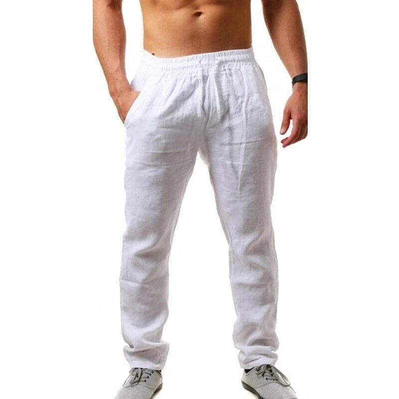 Yeni Erkek Keten Pantolon Erkek Yaz Nefes Düz Renk Keten Pantolon Spor Streetwear 2023 Dropshipping . ' - ' . 1