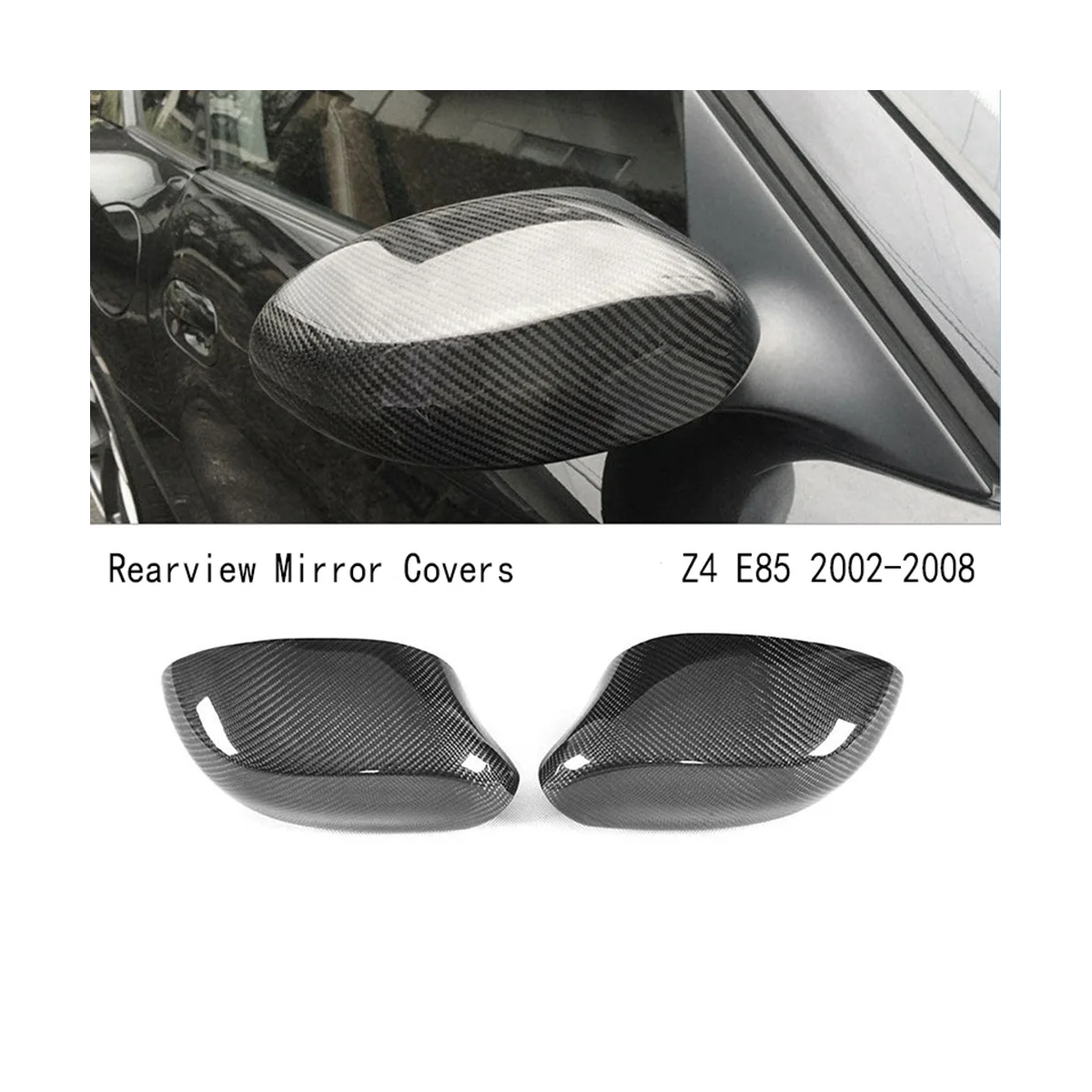 Araba Karbon Fiber Dikiz Yan Kanat Ayna Koruyucu Kapakları Sol dikiz aynası Kapakları-Bmw Z4 E85 2002-2008 . ' - ' . 2