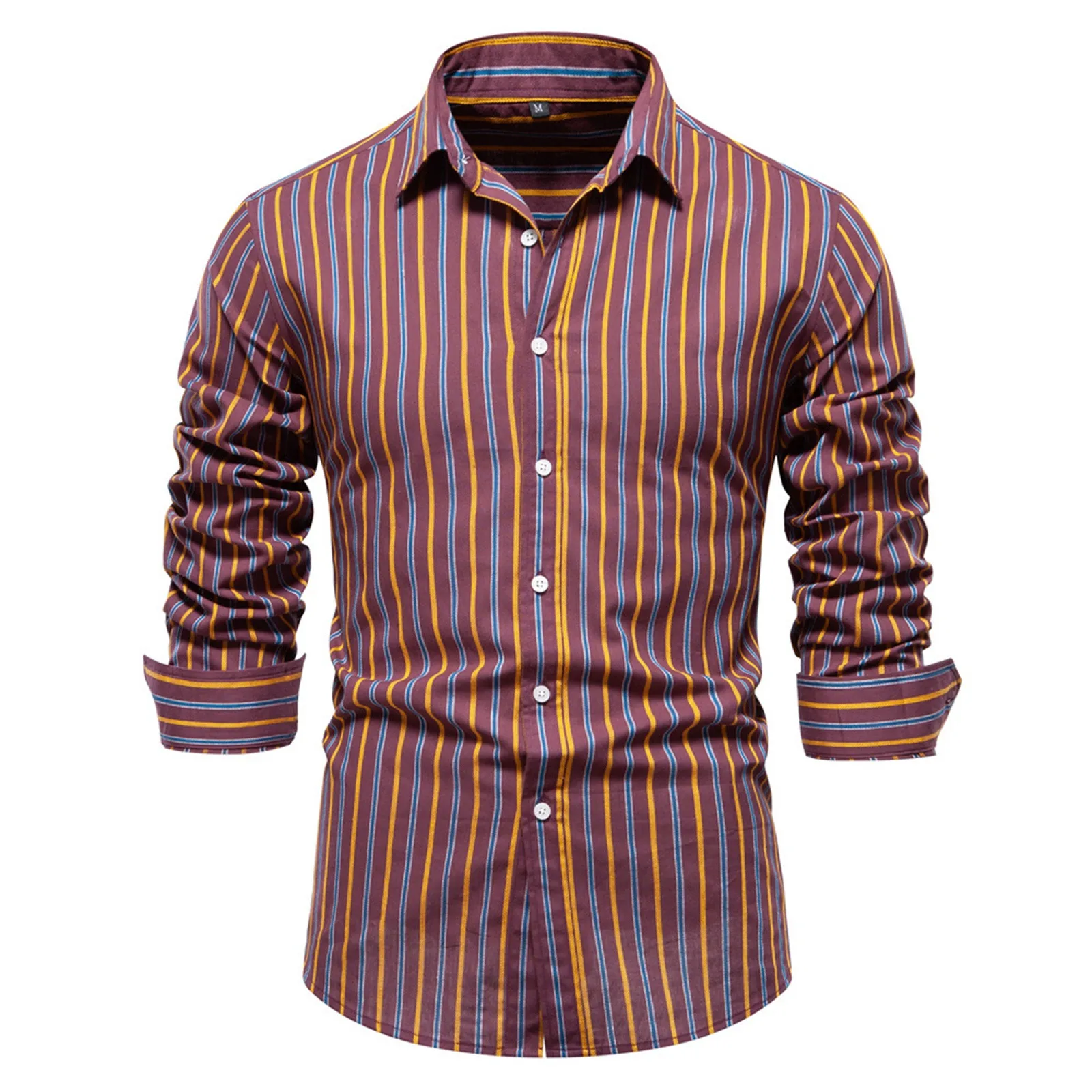 Yeni erkek Casual Bluz Moda Temel Tüm Eşleşen Gömlek Çizgili Mizaç Düğme Gömlek Sonbahar Uzun Kollu Erkek Gömlek Üst . ' - ' . 2