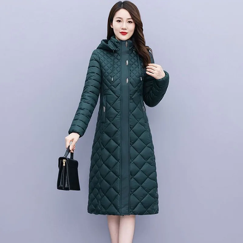 Yeni pamuk-yastıklı kadın ışık aşağı pamuk ceket uzun sonbahar kış ceket Supersize kadın ayrılabilir kapşonlu Parker palto 7XL . ' - ' . 2