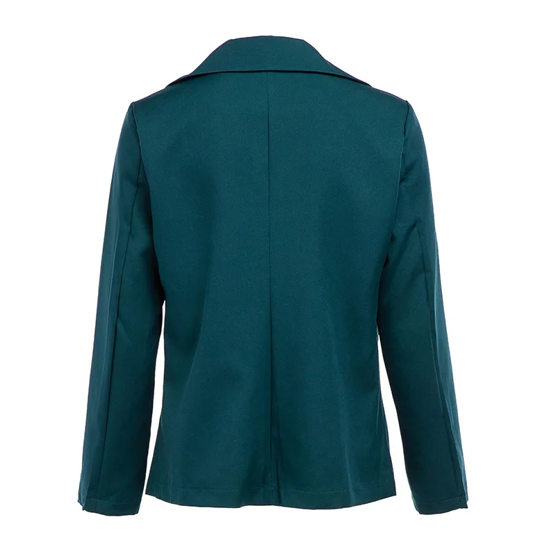 Yeşil Basit İnce Rahat Ofis Blazer 2021 Kadın Düz Renk Düğmesiz Artı Boyutu Blazer Bahar Sonbahar Giyim Moda Ceket İş . ' - ' . 2