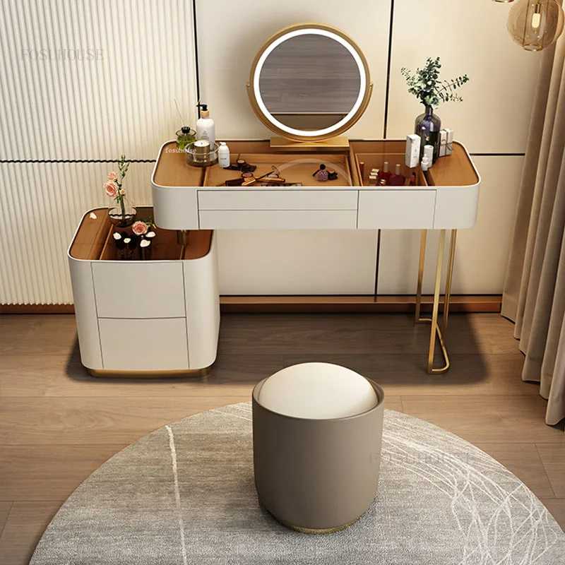 Basit led ışık Ayna Dresser İskandinav yatak odası mobilyası lüks cam Tuvalet Masası Çıkarılabilir Dolap Küçük Daire Dresser . ' - ' . 3