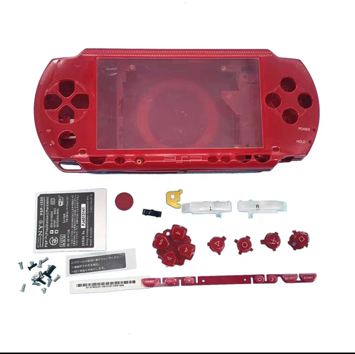 Kırmızı Tam Konut Shell Kılıf PSP1000 Konsolu Ön arka kapak Plakası Düğmeler Vidalar . ' - ' . 3
