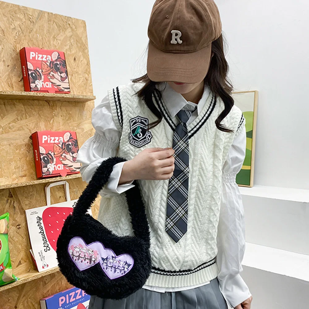 Sanrio Peluş Çanta Sevimli Karikatür postacı çantası Kawaii kadın pelüş çanta Kürklü moda alışveriş çantası Basit Rahat Taşınabilir Kılıfı Çanta . ' - ' . 3