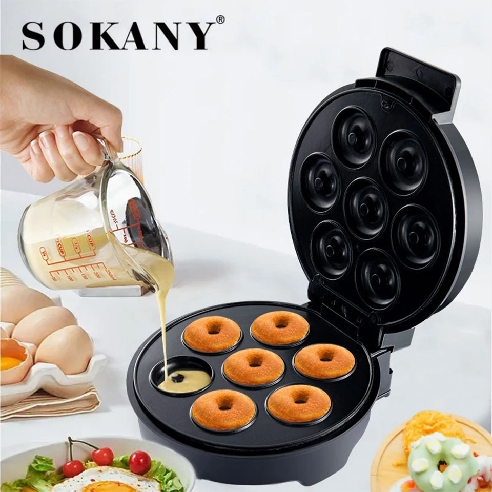 SK327 çift boyutu ısıtma kahvaltı ekipmanları elektrikli donut yapma makinesi ev kullanımı aperatifler tatlılar Mini çörek tost makinesi . ' - ' . 3