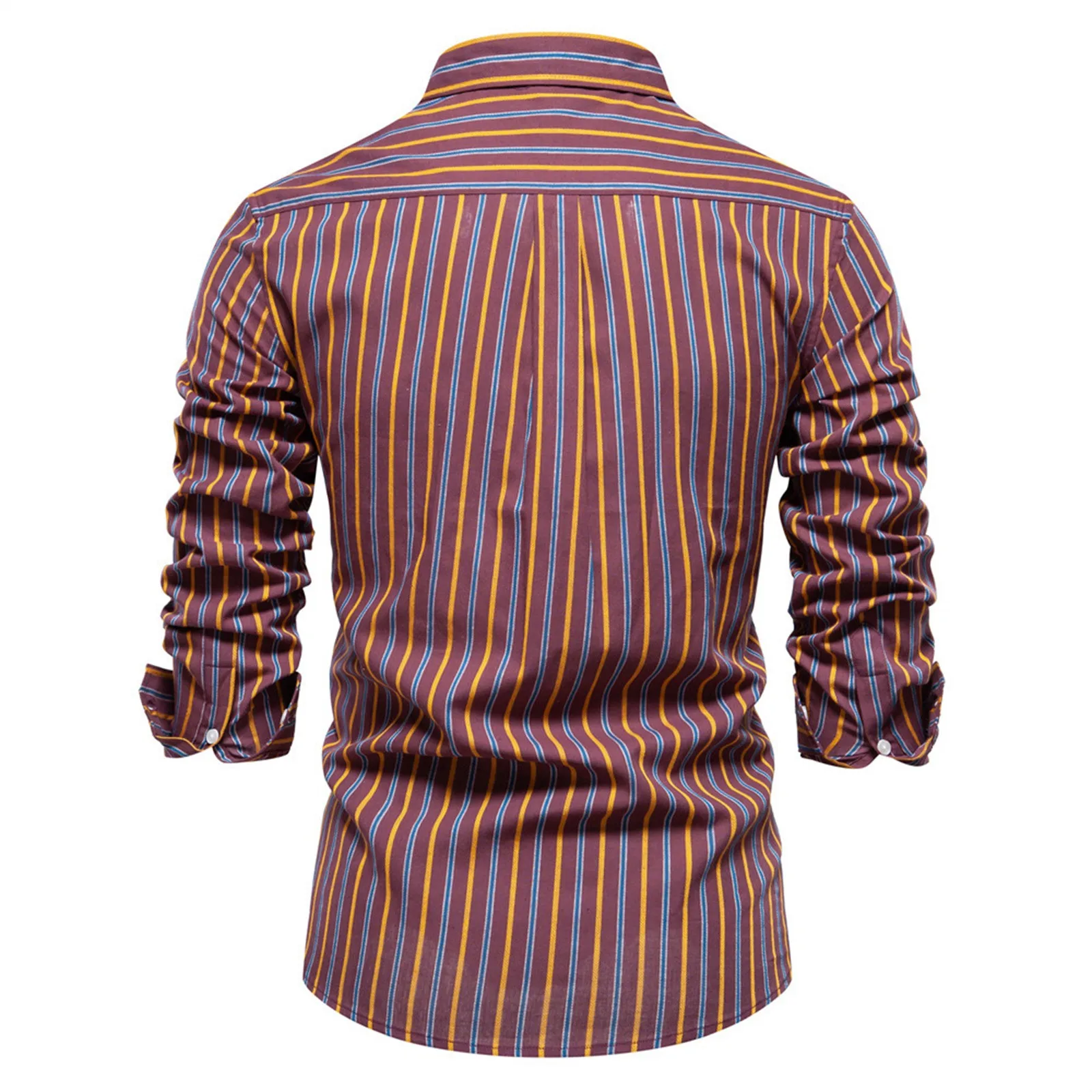 Yeni erkek Casual Bluz Moda Temel Tüm Eşleşen Gömlek Çizgili Mizaç Düğme Gömlek Sonbahar Uzun Kollu Erkek Gömlek Üst . ' - ' . 3
