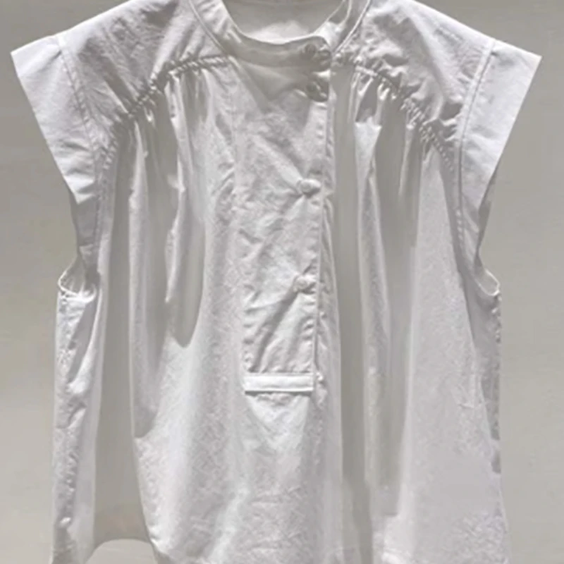 GkyocQ Katı Gevşek Yaz Kolsuz Kadın Üstleri Kore Yeni Rahat Kazak Temelleri Beyaz Elbise O Boyun Zarif Bluz . ' - ' . 4