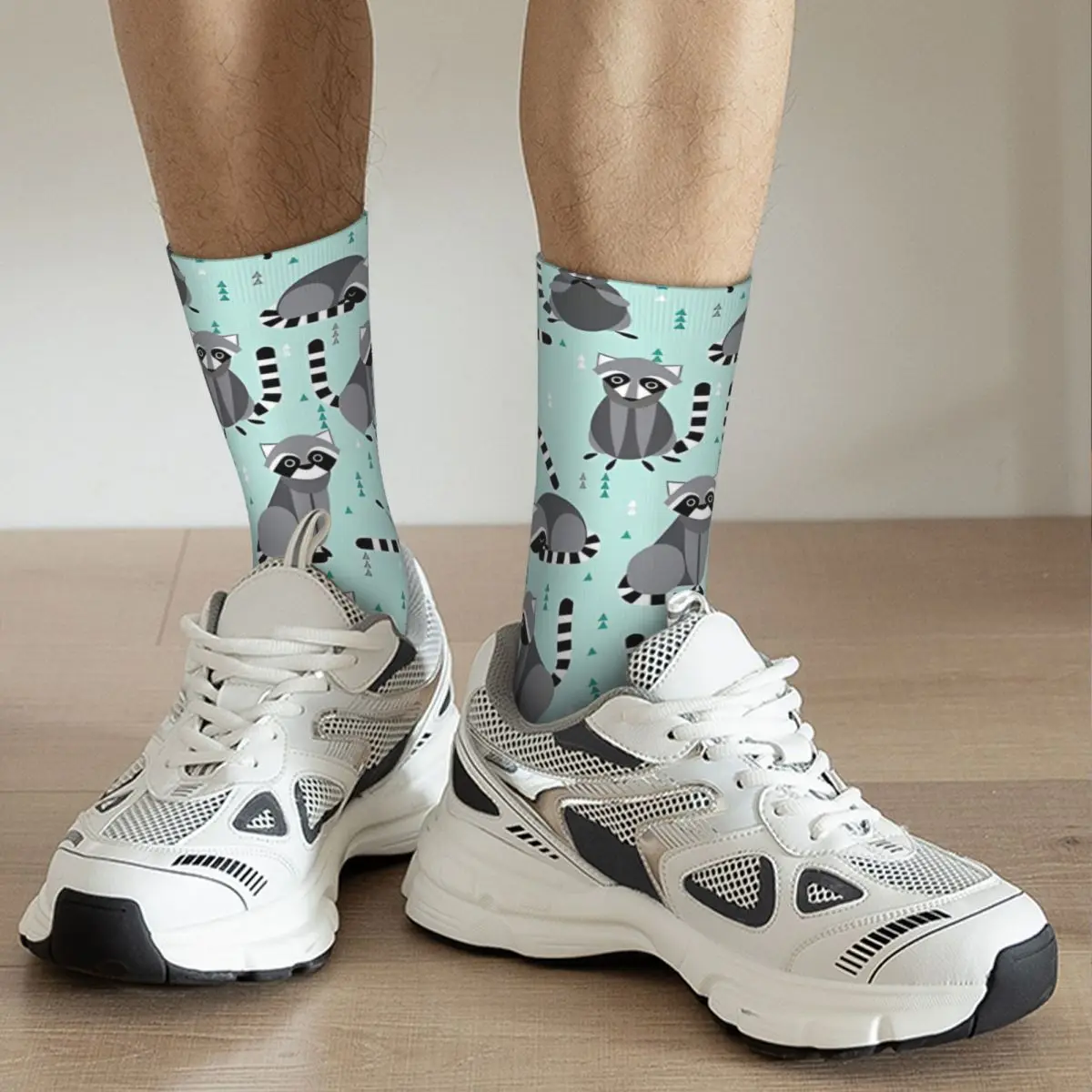 Komik Mutlu Çorap Erkekler için Bebek Açık Mavi Harajuku Rakun Kaliteli Desen Baskılı Ekip Çorap Yenilik Hediye . ' - ' . 4