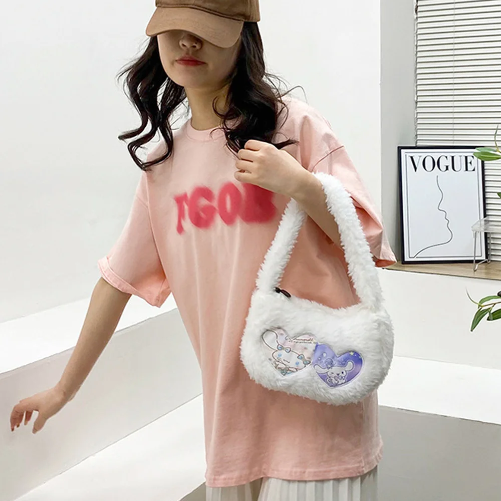 Sanrio Peluş Çanta Sevimli Karikatür postacı çantası Kawaii kadın pelüş çanta Kürklü moda alışveriş çantası Basit Rahat Taşınabilir Kılıfı Çanta . ' - ' . 4