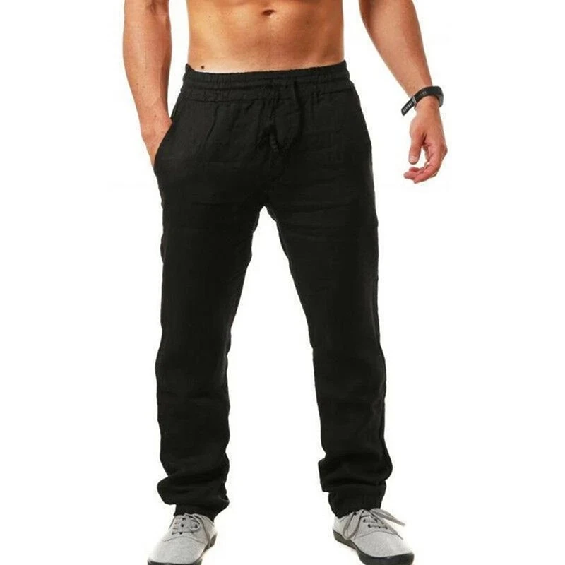 Yeni Erkek Keten Pantolon Erkek Yaz Nefes Düz Renk Keten Pantolon Spor Streetwear 2023 Dropshipping . ' - ' . 4