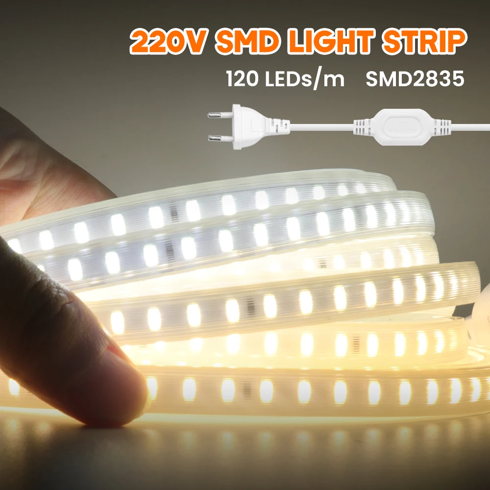 220 V LED şerit 2835 yüksek Güvenlik yüksek parlaklık 120 LEDs/m esnek LED bant açık su geçirmez LED karıştırma ışığı . ' - ' . 5