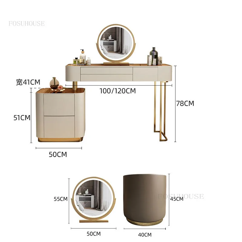 Basit led ışık Ayna Dresser İskandinav yatak odası mobilyası lüks cam Tuvalet Masası Çıkarılabilir Dolap Küçük Daire Dresser . ' - ' . 5