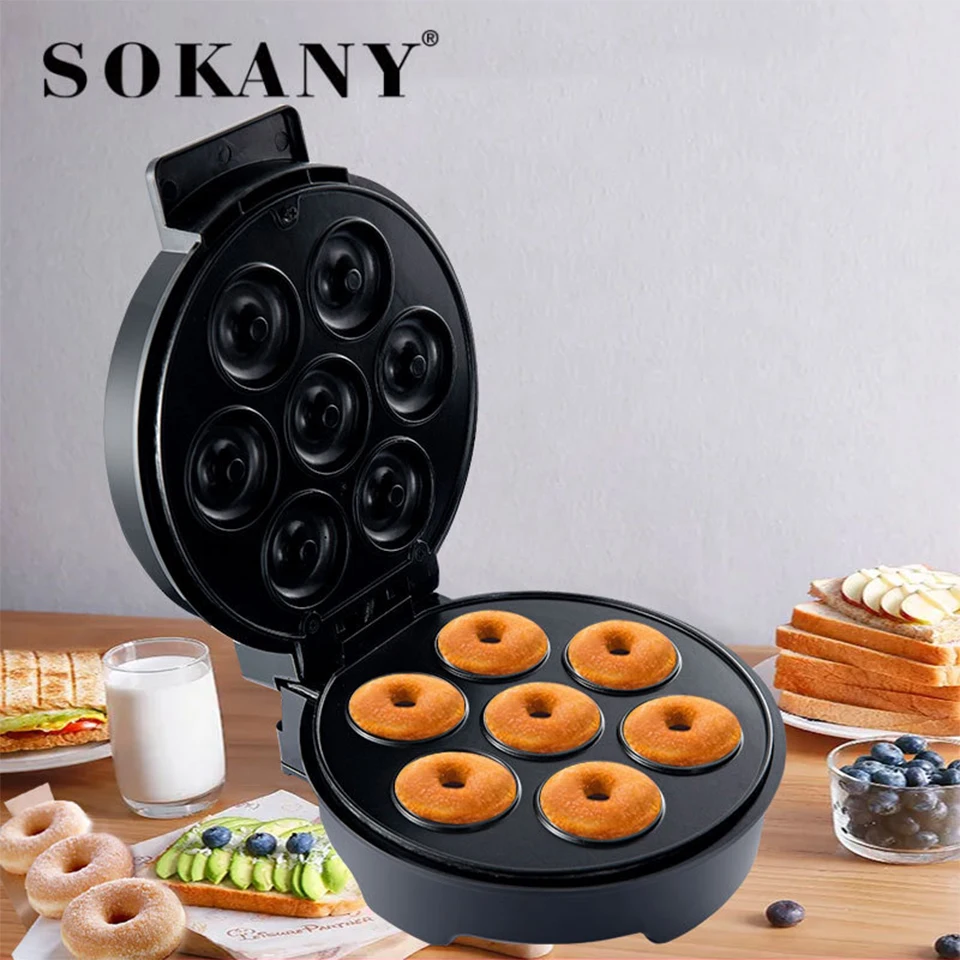 SK327 çift boyutu ısıtma kahvaltı ekipmanları elektrikli donut yapma makinesi ev kullanımı aperatifler tatlılar Mini çörek tost makinesi . ' - ' . 5