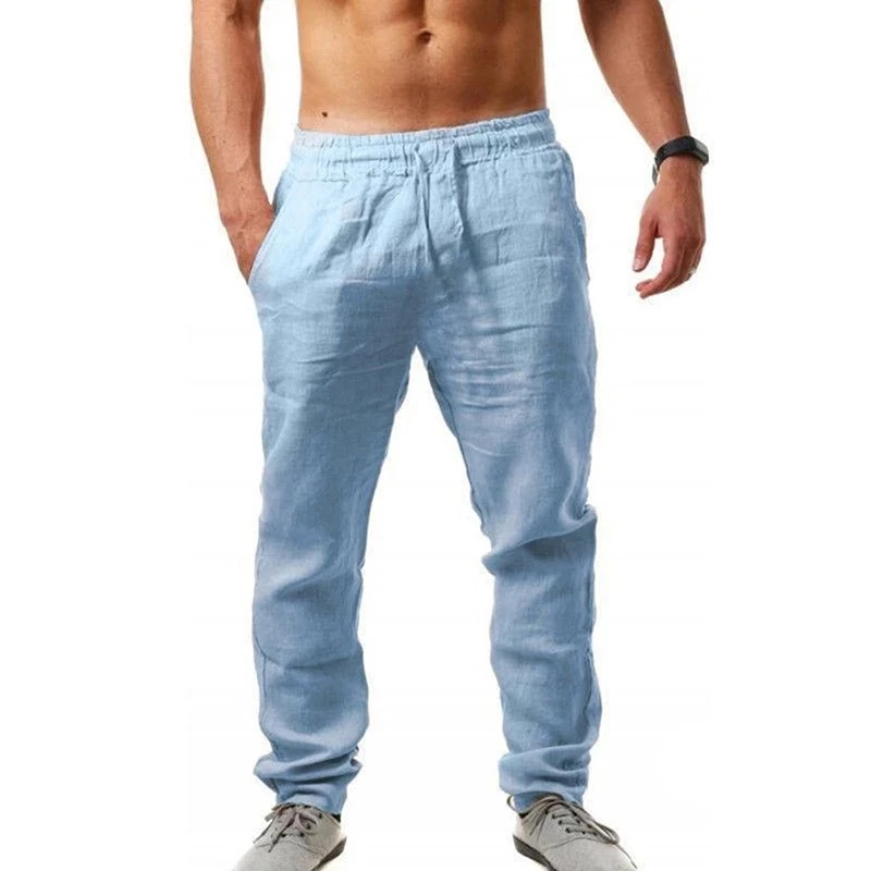 Yeni Erkek Keten Pantolon Erkek Yaz Nefes Düz Renk Keten Pantolon Spor Streetwear 2023 Dropshipping . ' - ' . 5