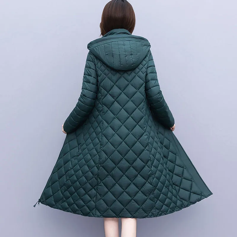 Yeni pamuk-yastıklı kadın ışık aşağı pamuk ceket uzun sonbahar kış ceket Supersize kadın ayrılabilir kapşonlu Parker palto 7XL . ' - ' . 5